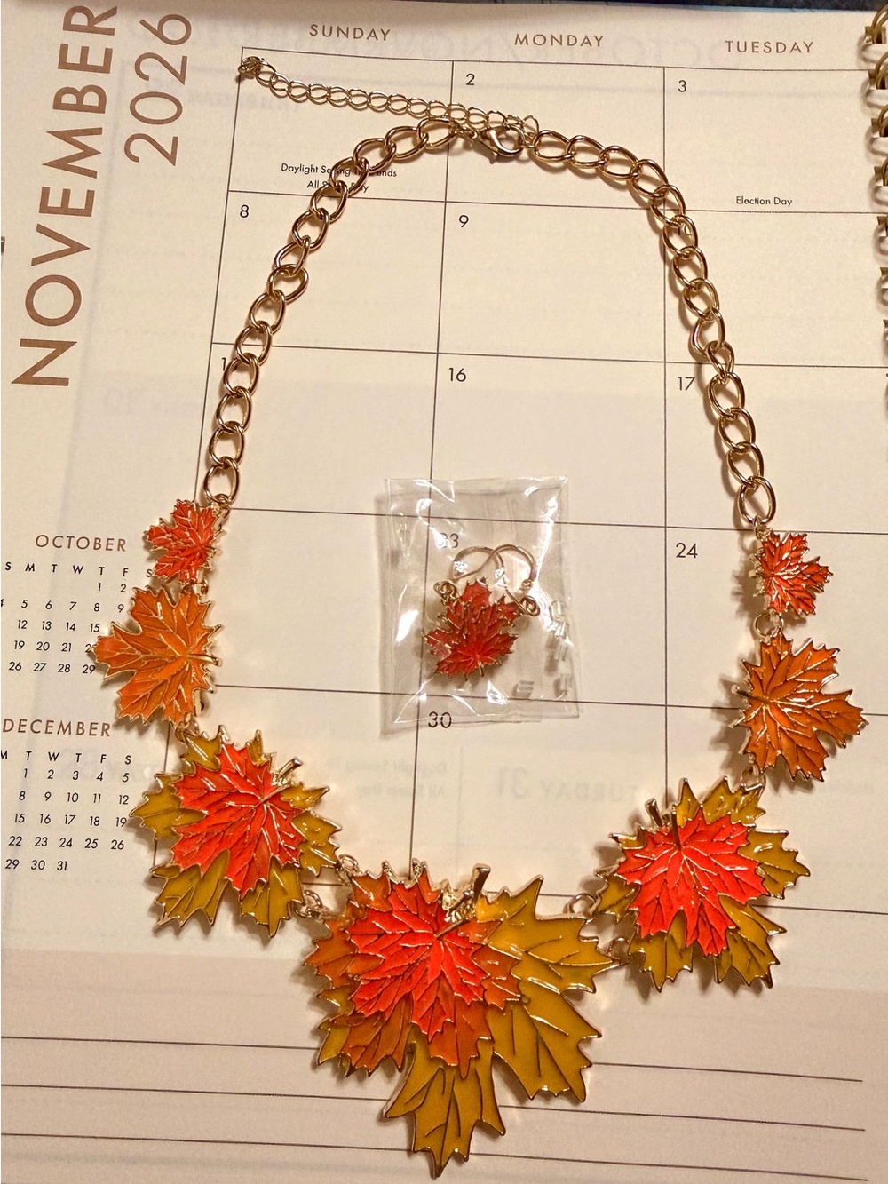 Maple Necklace and Leafs in Fall Earrings